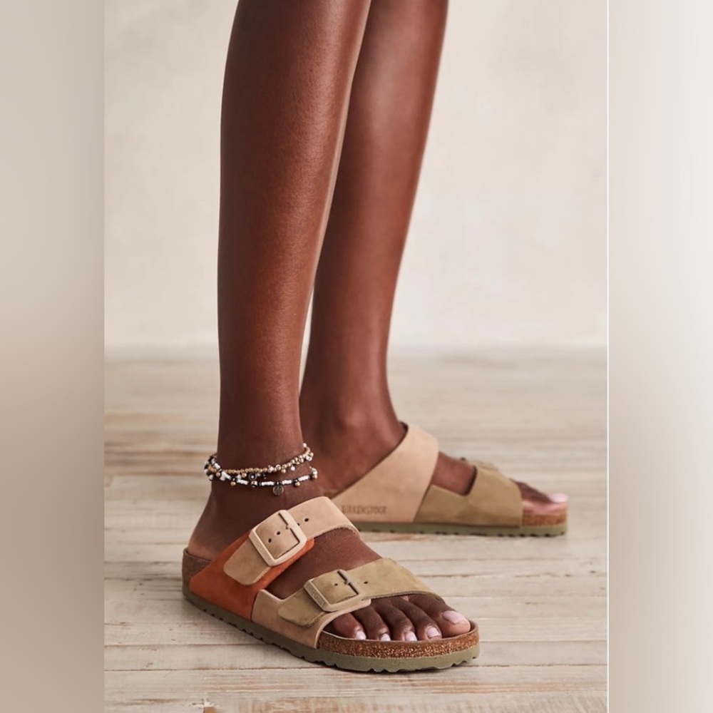 Free People Birkenstock Arizona Sandals Split Leather Color Block 40 RARE - Picture 3 of 14